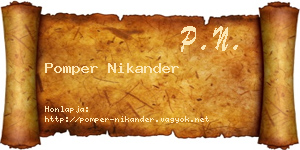 Pomper Nikander névjegykártya